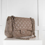 Chanel Taupe Caviar Leather Large Double Flap Bag