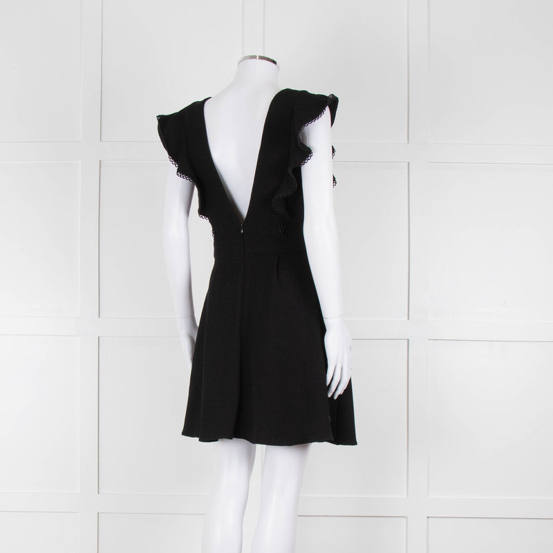 Ba&sh Black Deep V Neck Cap Sleeves Mini Dress