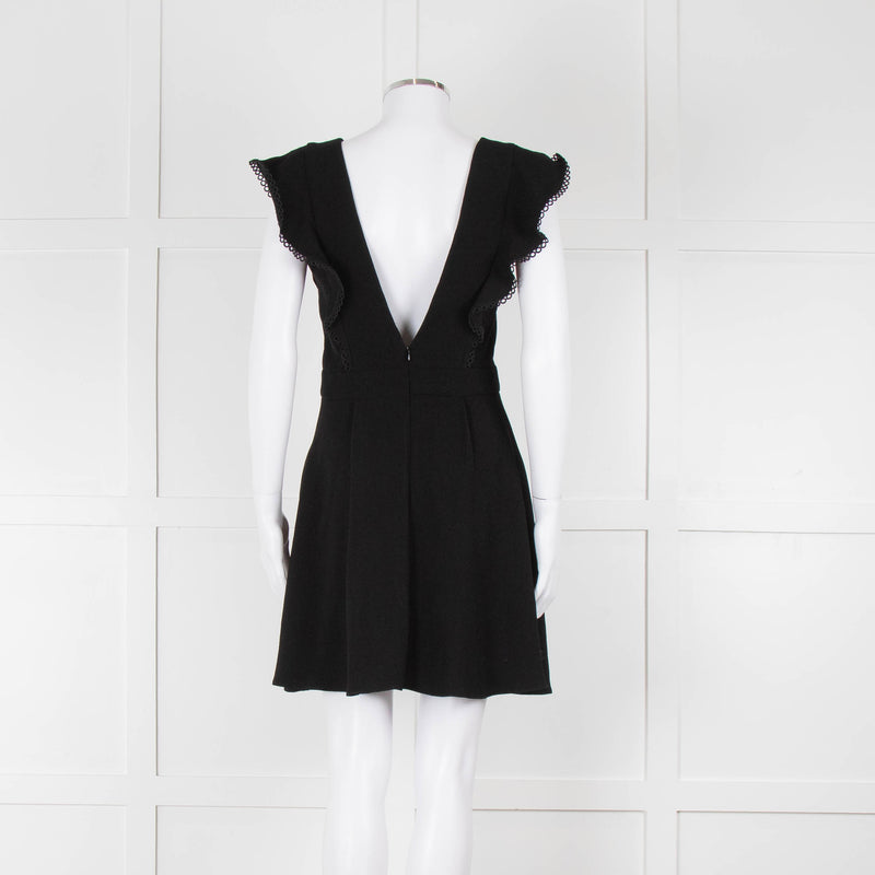 Ba&sh Black Deep V Neck Cap Sleeves Mini Dress