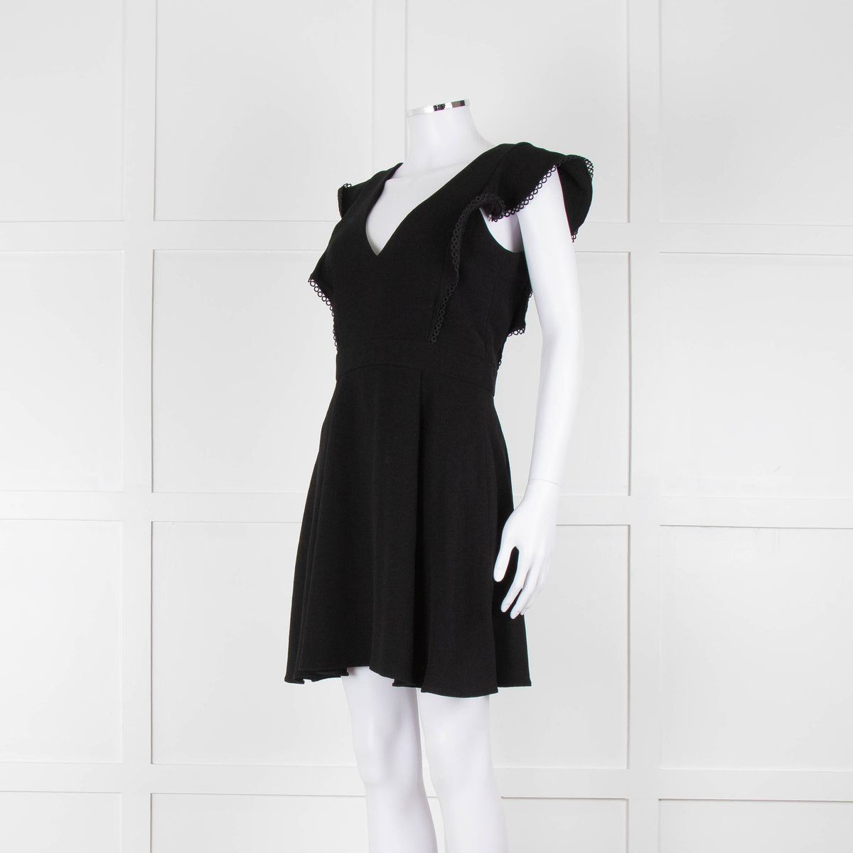Ba&sh Black Deep V Neck Cap Sleeves Mini Dress
