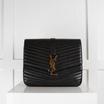 Saint Laurent Black Sulpice Double Flap Cross Body Bag