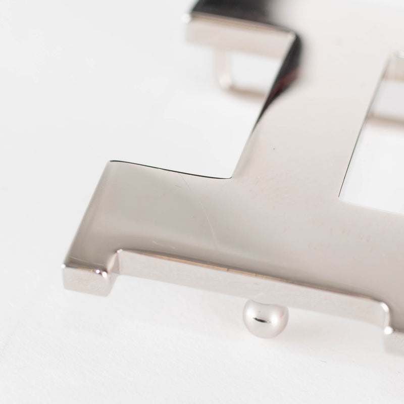 Hermes H Black Leather Reversible Belt