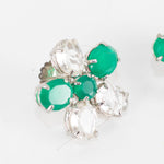 Bounkit Silver Green Glass Bead Earrings