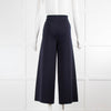D.Exterior Navy Blue Knit Wide Leg Pull On Trousers