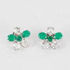 Bounkit Silver Green Glass Bead Earrings