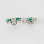 Bounkit Silver Green Glass Bead Earrings