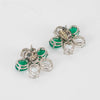 Bounkit Silver Green Glass Bead Earrings
