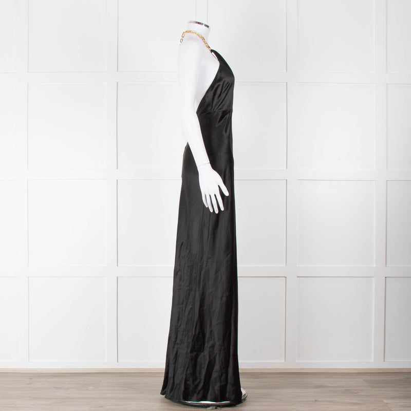 Nicholas Black Gold Chain Halter Neck Maxi Dress