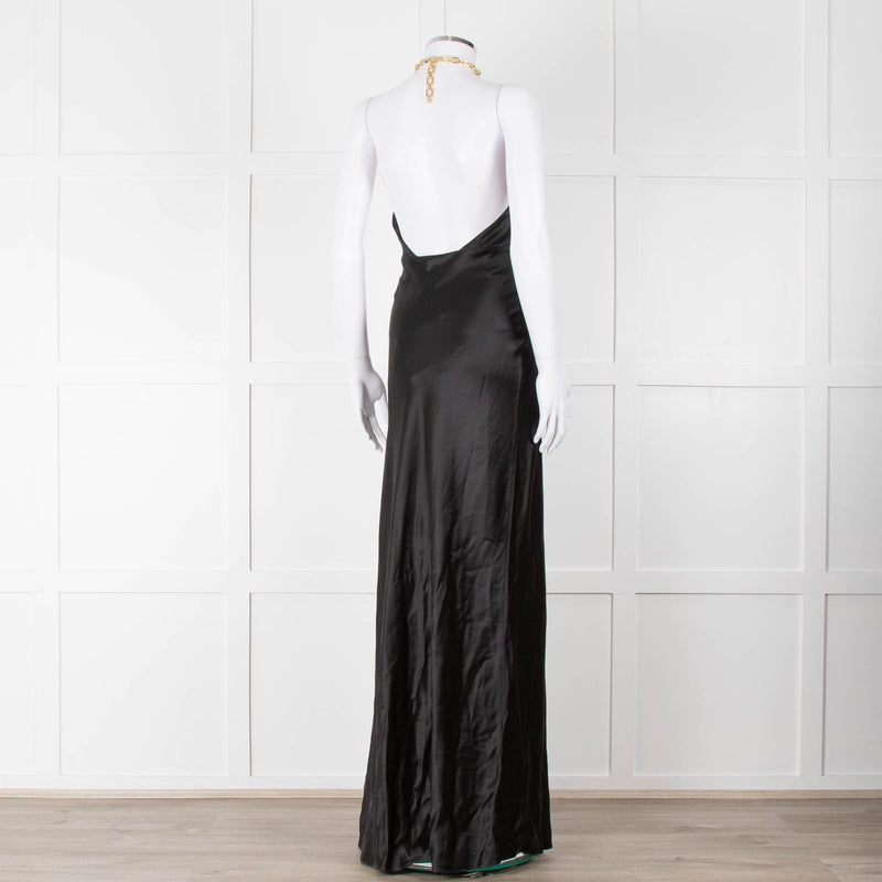 Nicholas Black Gold Chain Halter Neck Maxi Dress