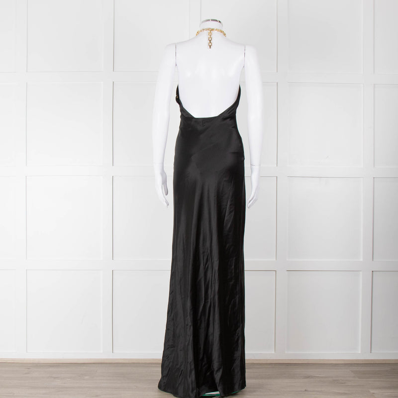 Nicholas Black Gold Chain Halter Neck Maxi Dress