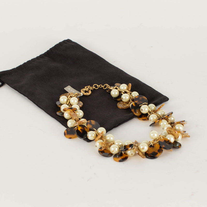 J Crew Gold Faux Pearl Tortoiseshell Choker