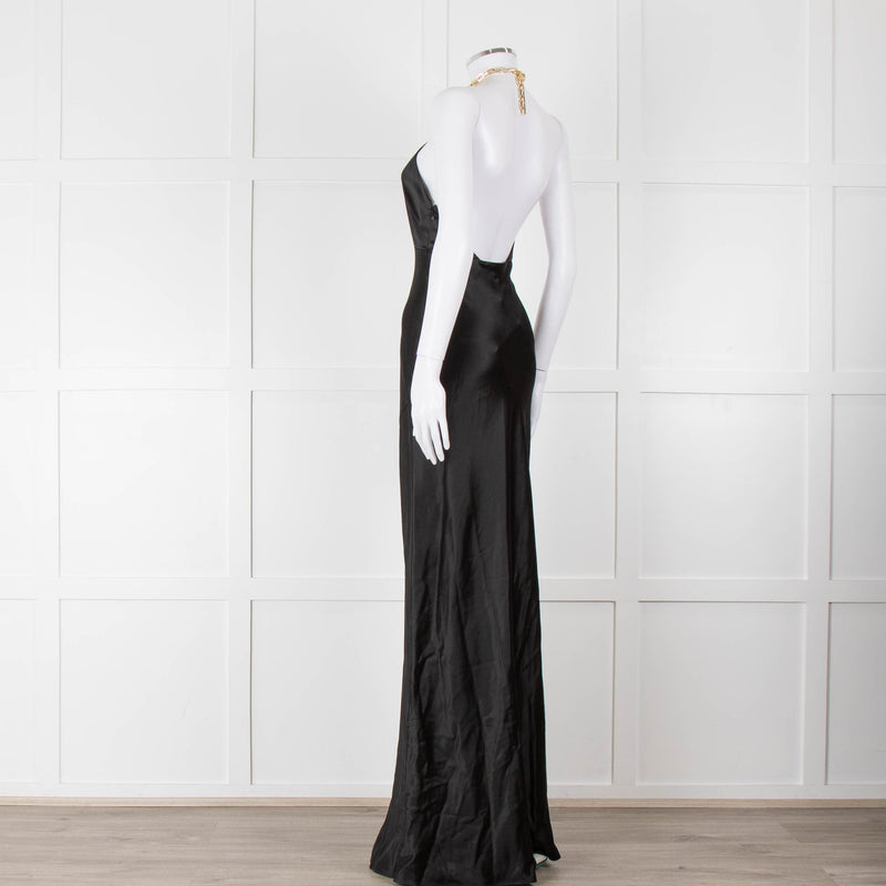 Nicholas Black Gold Chain Halter Neck Maxi Dress