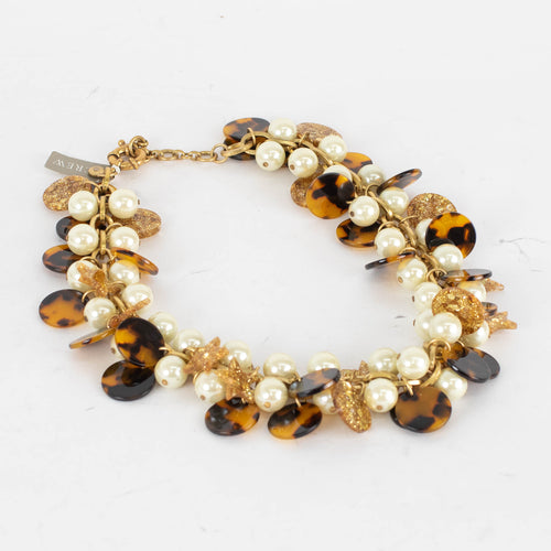 J Crew Gold Faux Pearl Tortoiseshell Choker