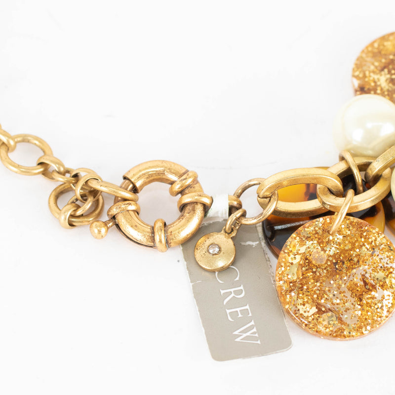 J Crew Gold Faux Pearl Tortoiseshell Choker