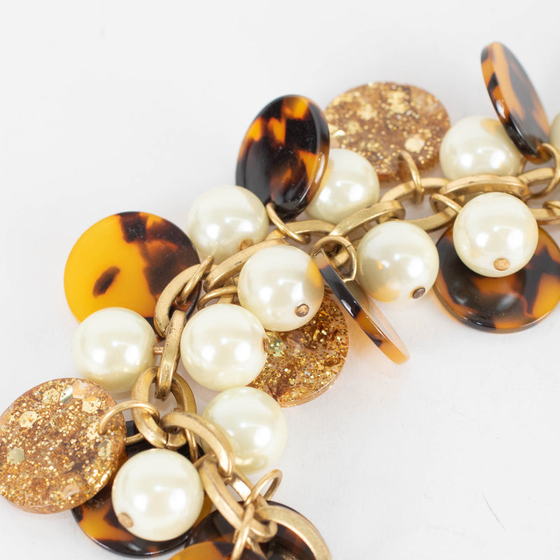 J Crew Gold Faux Pearl Tortoiseshell Choker