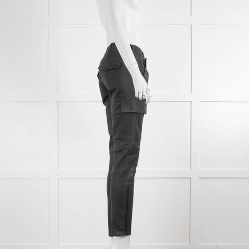 J Brand Grey Coated Zipped Ankle Jeans with Cargo Pockets