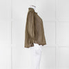 Iris Khaki Cotton Frill Trim Sheer Blouse