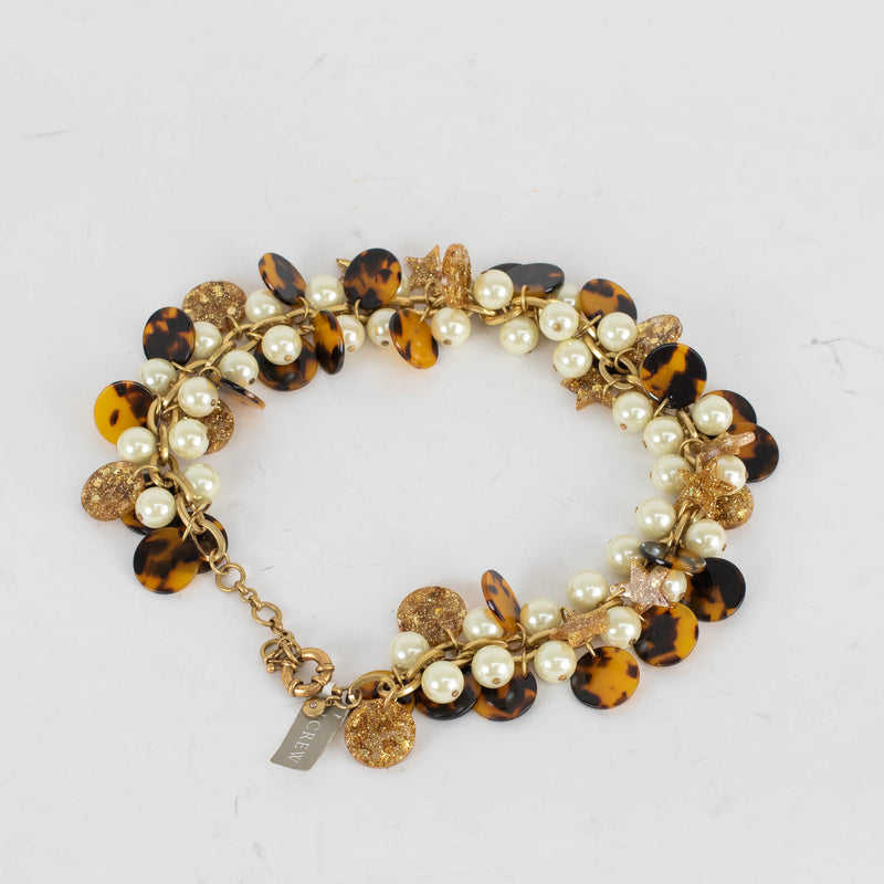 J Crew Gold Faux Pearl Tortoiseshell Choker