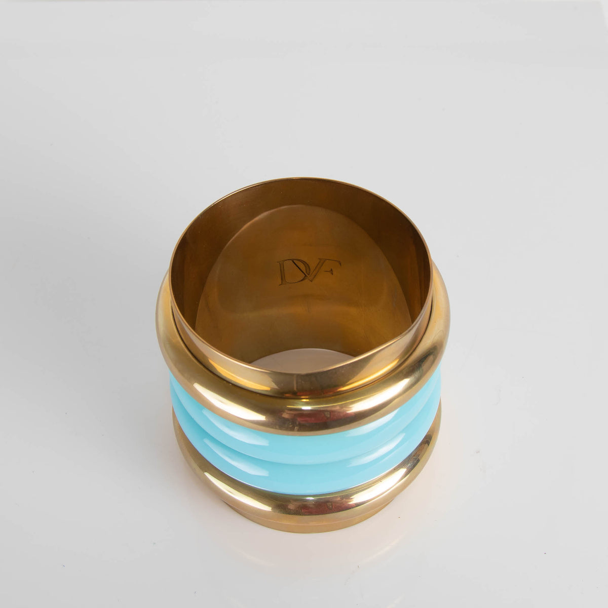 Diane Von Furstenberg Turquoise and Gold Wide Bangle