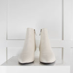 The Row White Leather Kitten Heel Ankle Boots