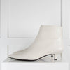 The Row White Leather Kitten Heel Ankle Boots