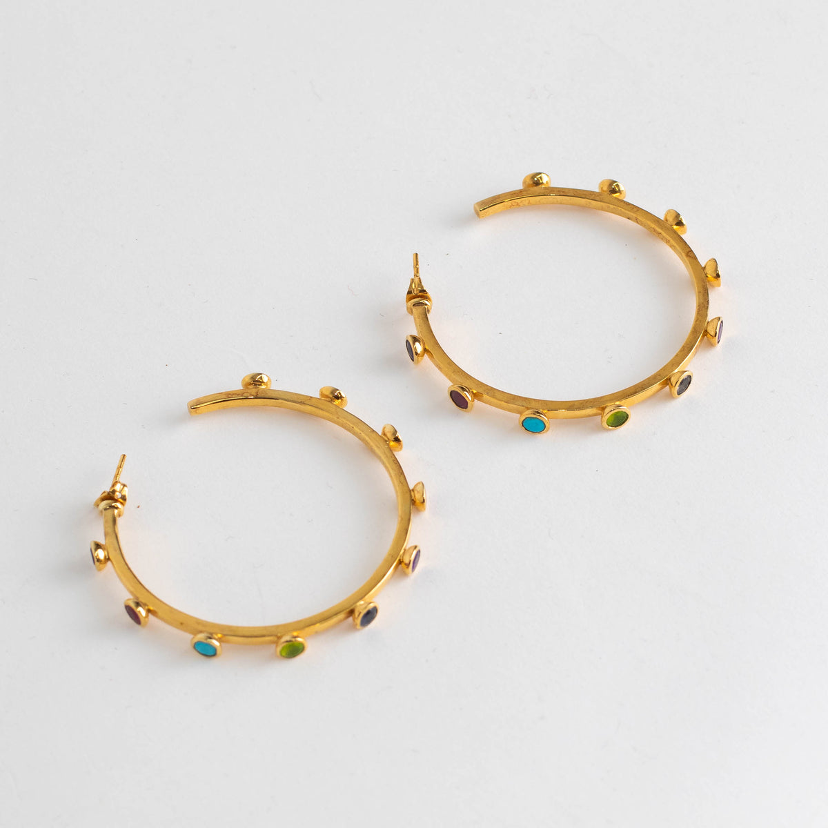 Missoma Gold Hoop Earrings with Multicoloured Gems