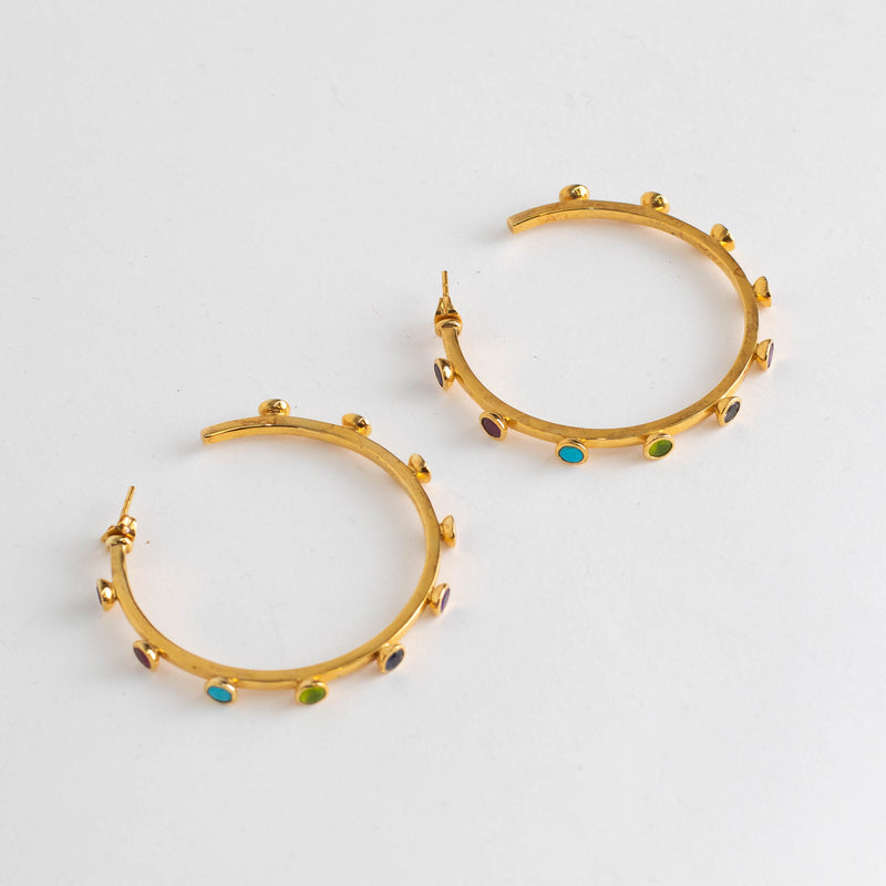 Missoma Gold Hoop Earrings with Multicoloured Gems