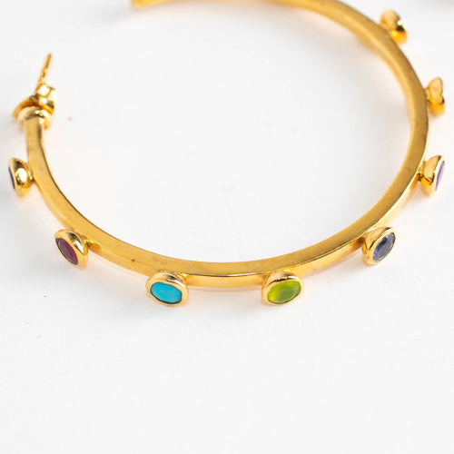 Missoma Gold Hoop Earrings with Multicoloured Gems