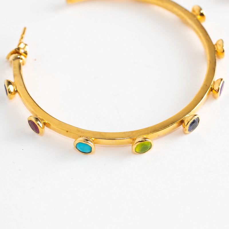 Missoma Gold Hoop Earrings with Multicoloured Gems