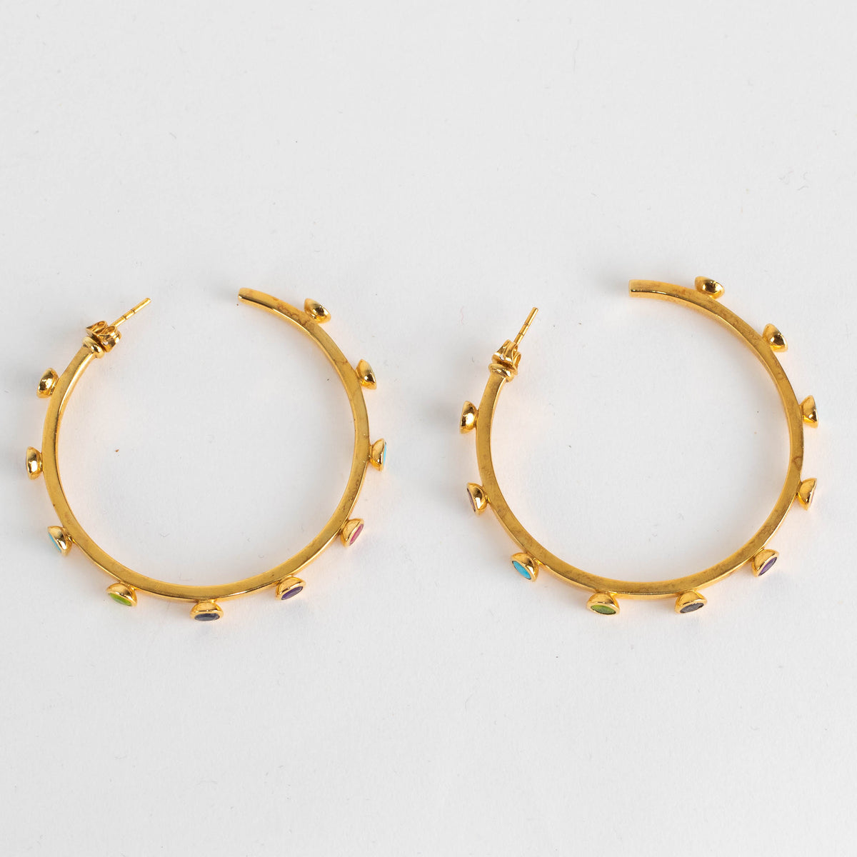 Missoma Gold Hoop Earrings with Multicoloured Gems