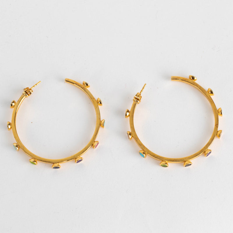 Missoma Gold Hoop Earrings with Multicoloured Gems