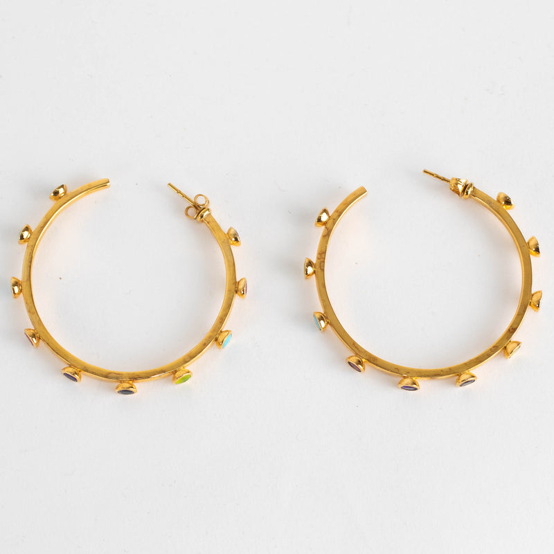 Missoma Gold Hoop Earrings with Multicoloured Gems