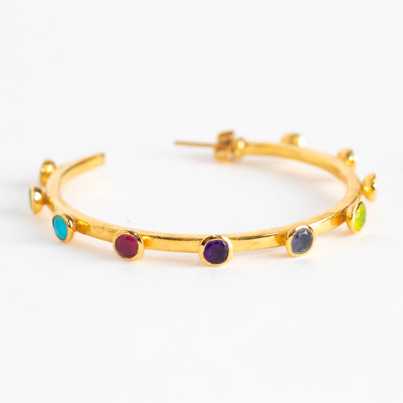 Missoma Gold Hoop Earrings with Multicoloured Gems