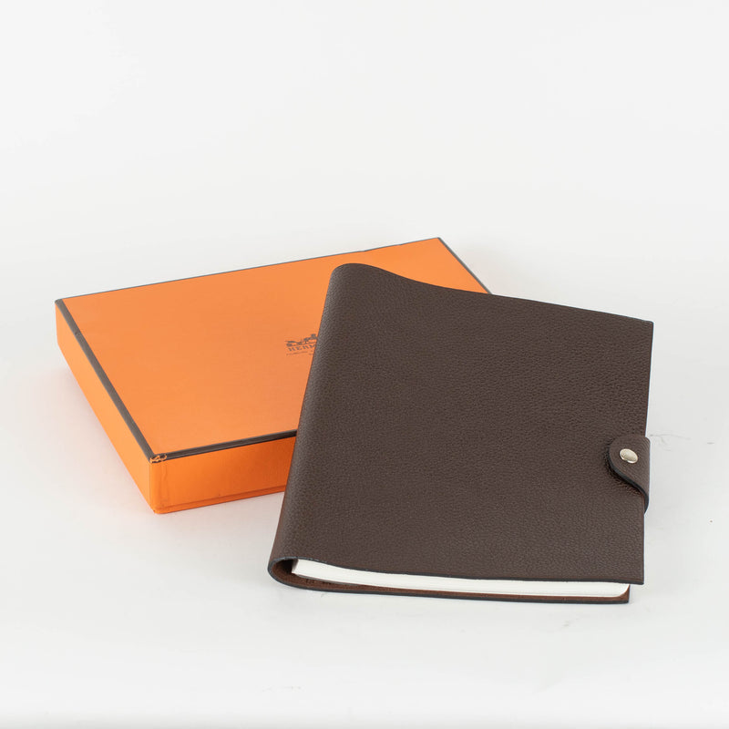 Hermes Brown Ulysse Notebook With Box