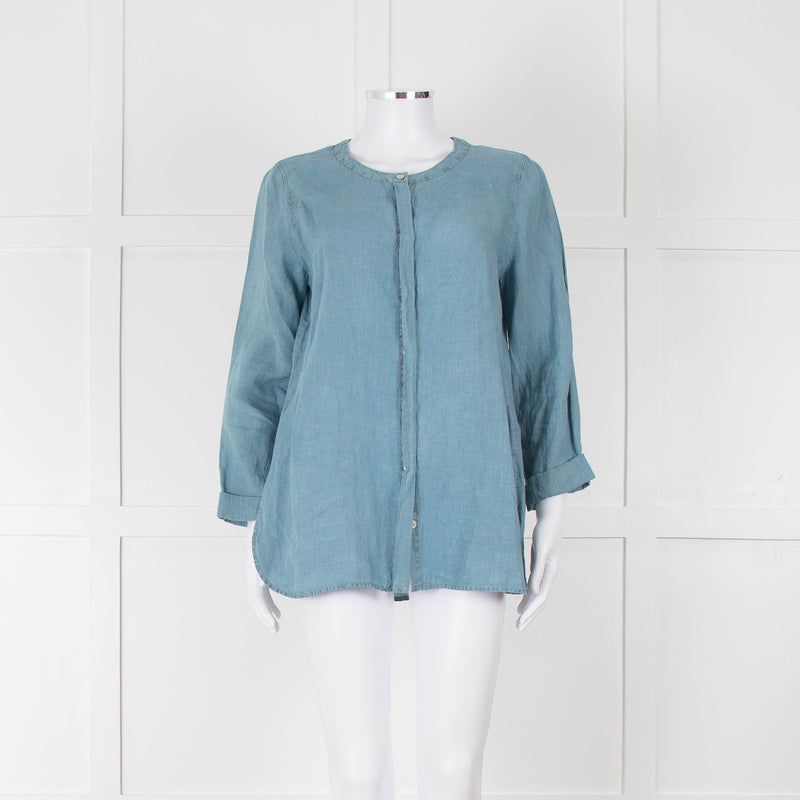Oska Blue Linen Long Sleeve Shirt
