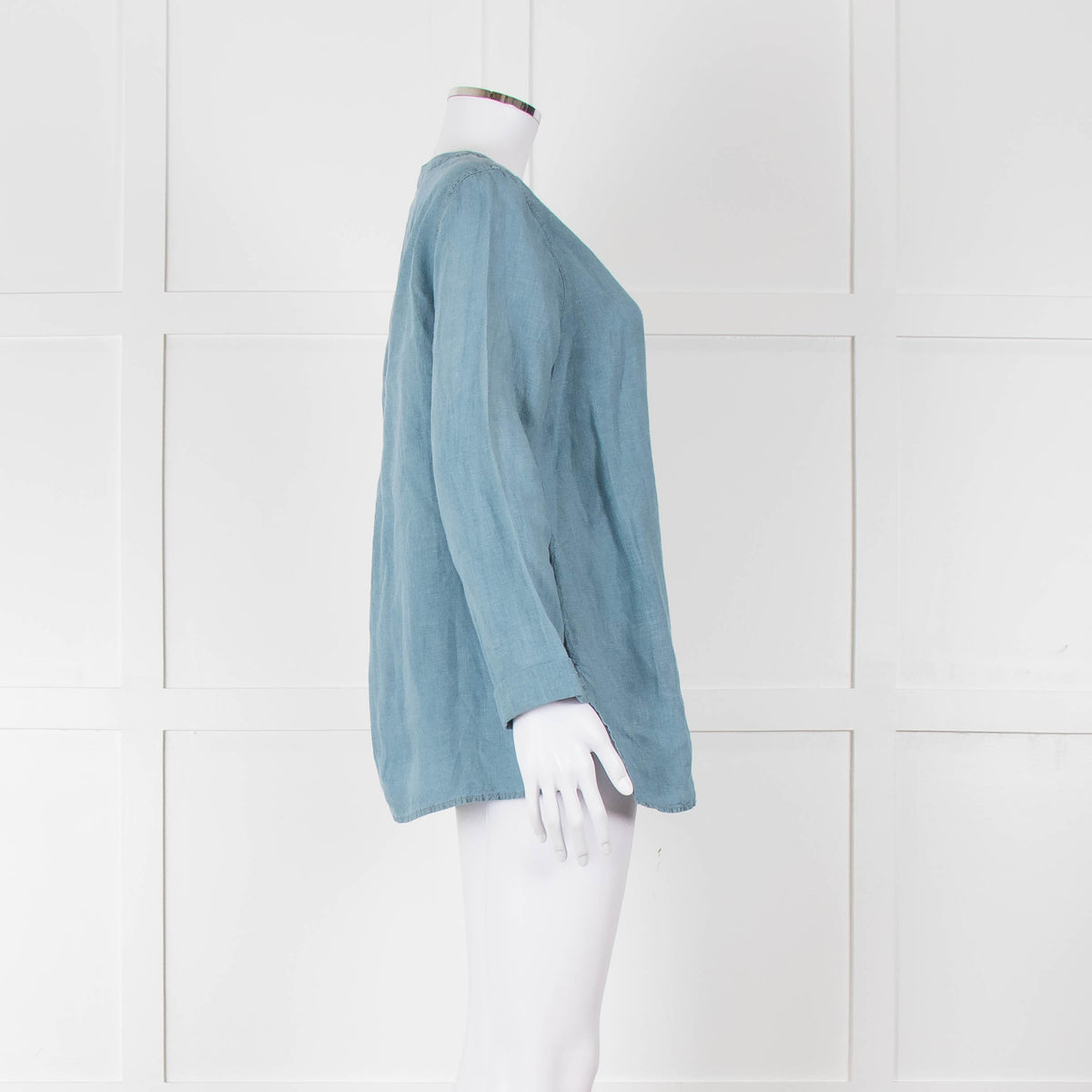 Oska Blue Linen Long Sleeve Shirt