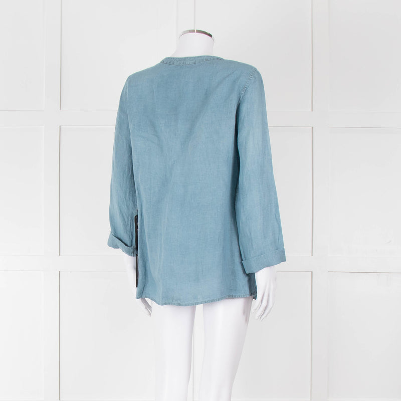 Oska Blue Linen Long Sleeve Shirt