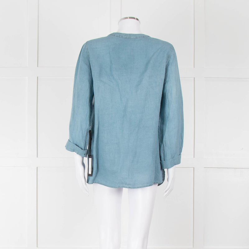 Oska Blue Linen Long Sleeve Shirt