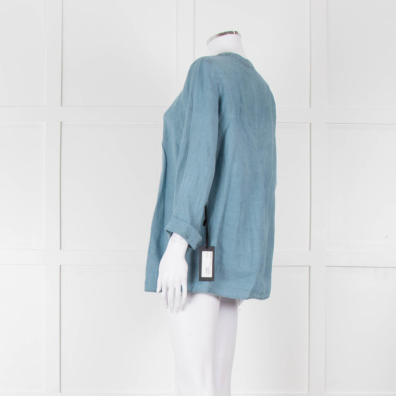 Oska Blue Linen Long Sleeve Shirt