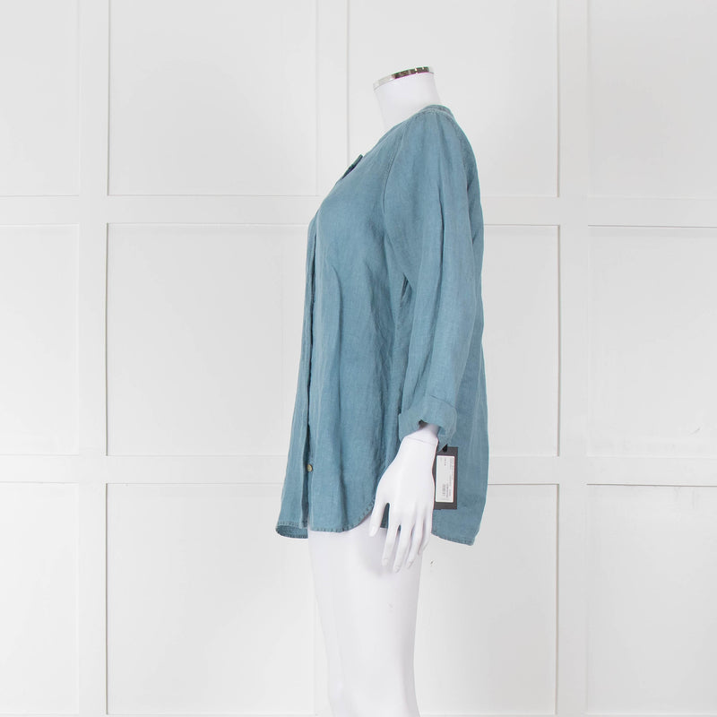Oska Blue Linen Long Sleeve Shirt