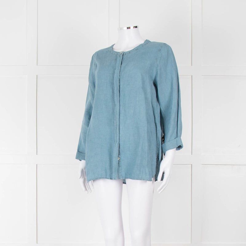 Oska Blue Linen Long Sleeve Shirt