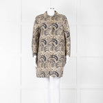 S Max Mara Gold Navy Geometric Jacquard Print  Coat