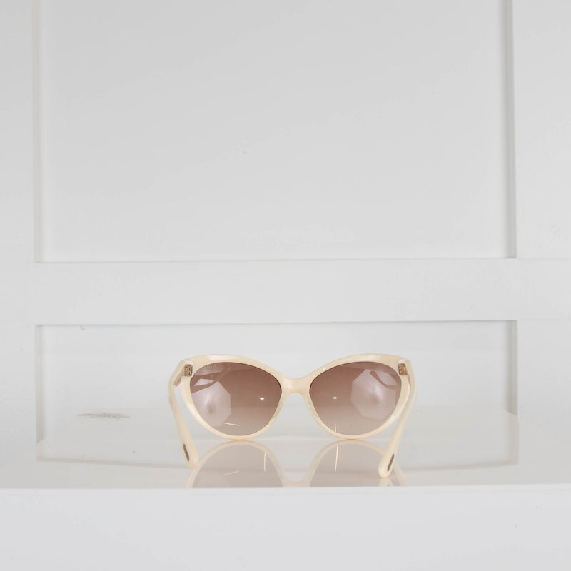 Tom Ford White Cat Eye Acetate Sunglasses