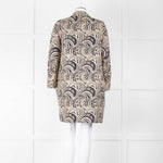 S Max Mara Gold Navy Geometric Jacquard Print  Coat