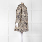 S Max Mara Gold Navy Geometric Jacquard Print  Coat