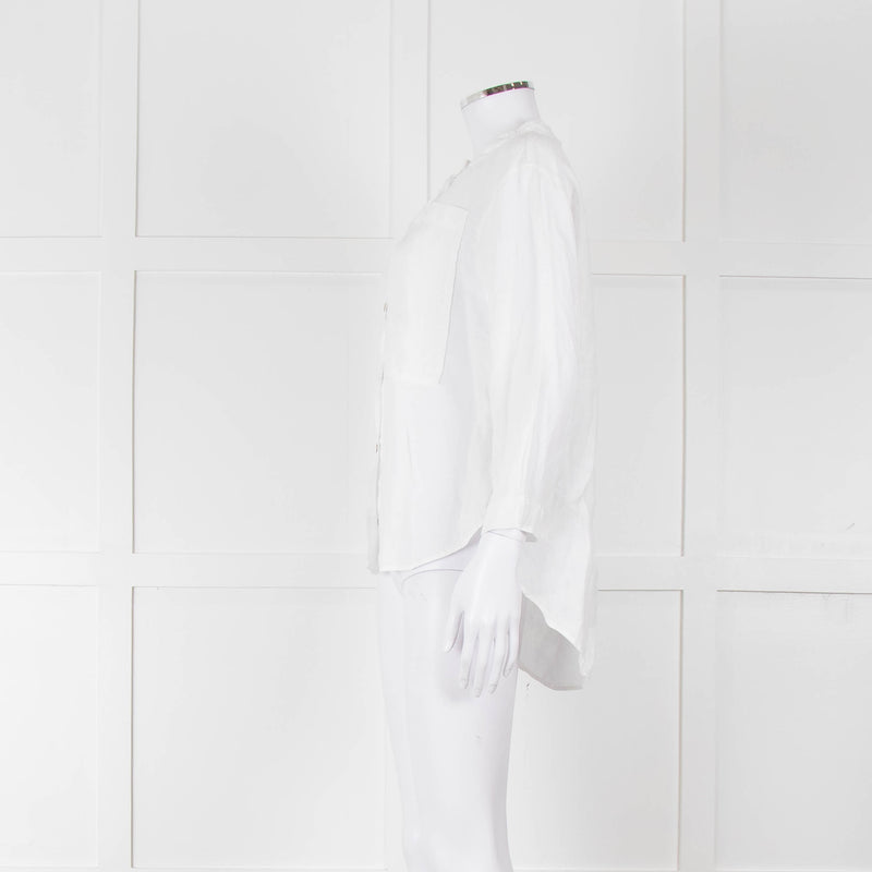 Oska White Linen Long Sleeve Shirt