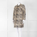 S Max Mara Gold Navy Geometric Jacquard Print  Coat