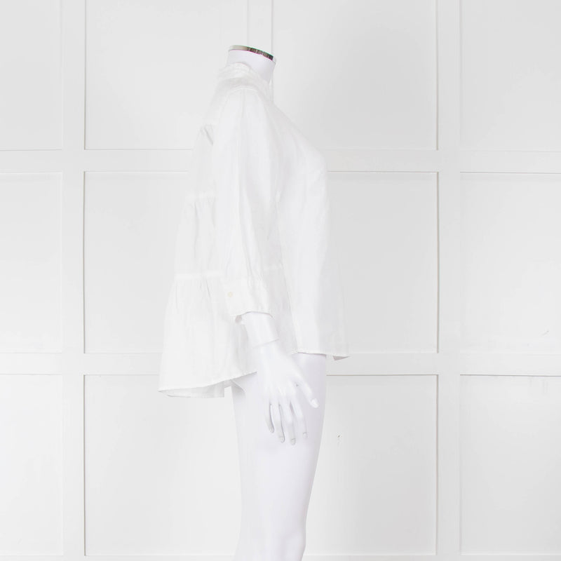 Rosso35 White Linen Tiered Back Shirt