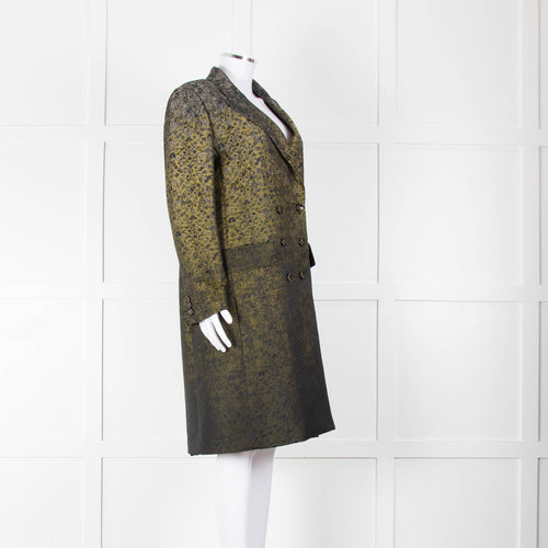 Max Mara Green Black Ombre Jacquard Print Coat