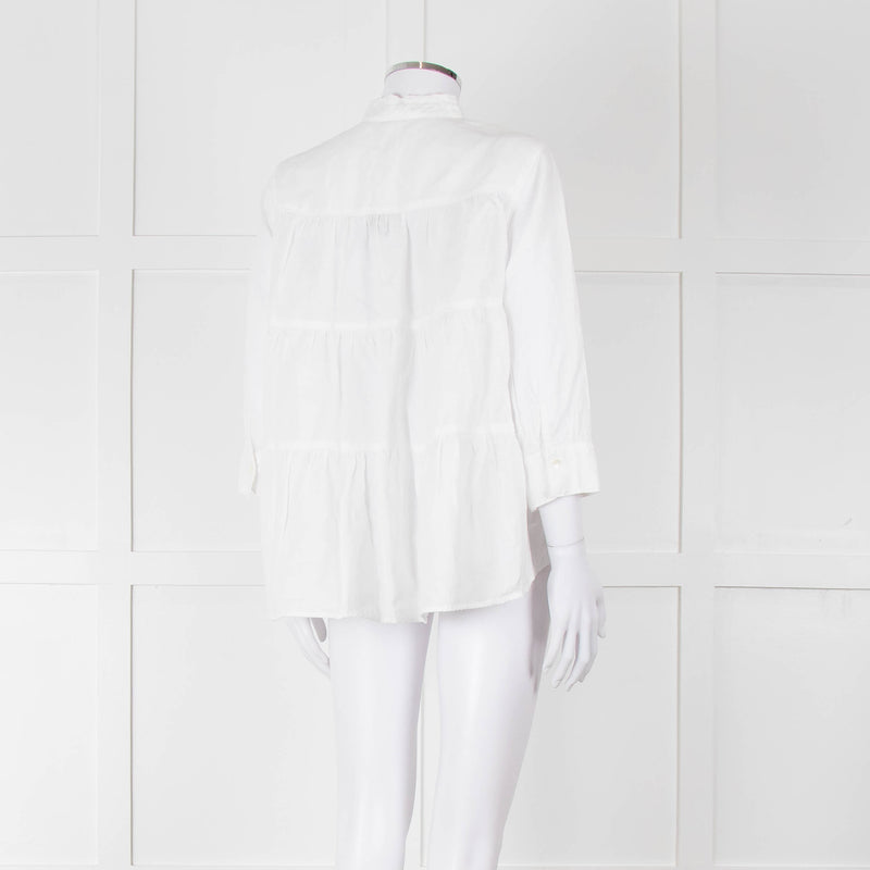 Rosso35 White Linen Tiered Back Shirt